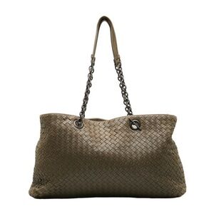 BOTTEGA VENETA| DOUBLE CHAIN TOTE STITCHED  INTRECCIATO LEATHER CALFSKIN MEDIUM